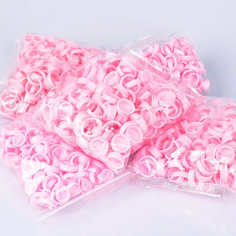 Disposable Glue Ring Factory - 100pcs Pink Plastic Holder