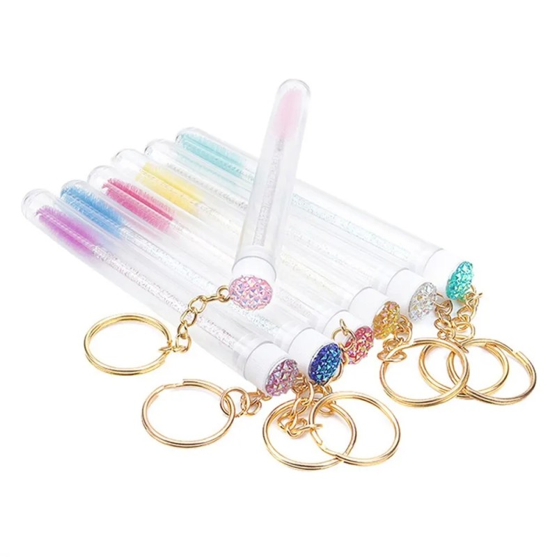 Eyelash Brush Supplier - Keychain Tube Gold Glitter Comb