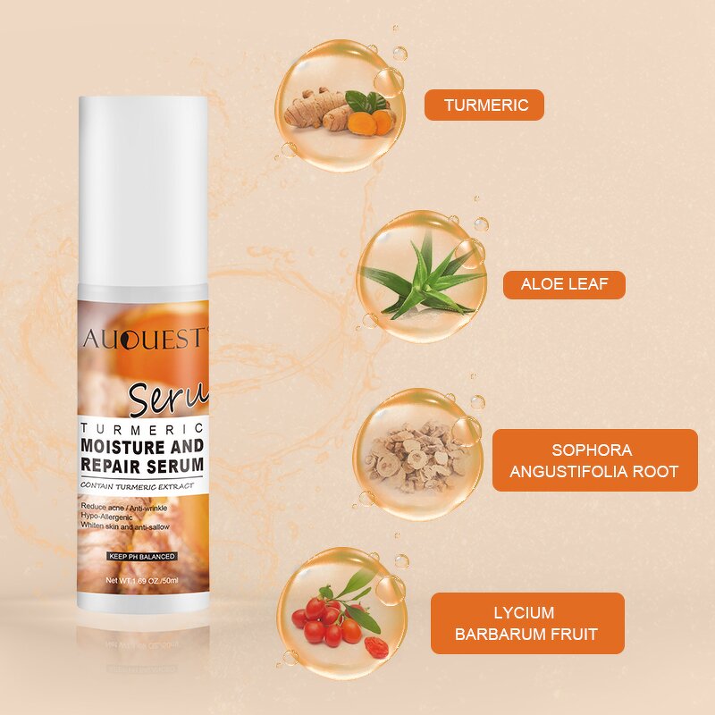 Turmeric Face Serum - Private Label Herb Brightening Dark Spots Acne Removal Vegan