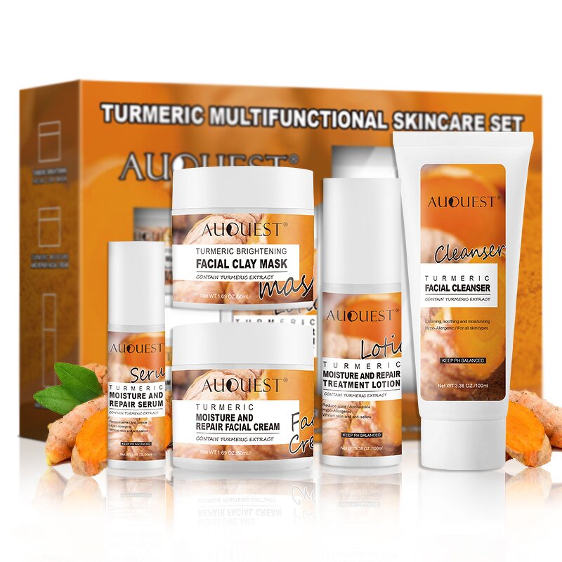 Turmeric Skin Care Set - Korean Natural Whitening Acne Removal Organic Deep Cleansing