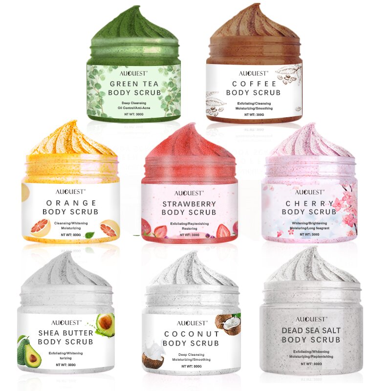 Body Scrub Set - AuQuest OEM Organic Deep Cleansing Exfoliating Brightening Moisturizing