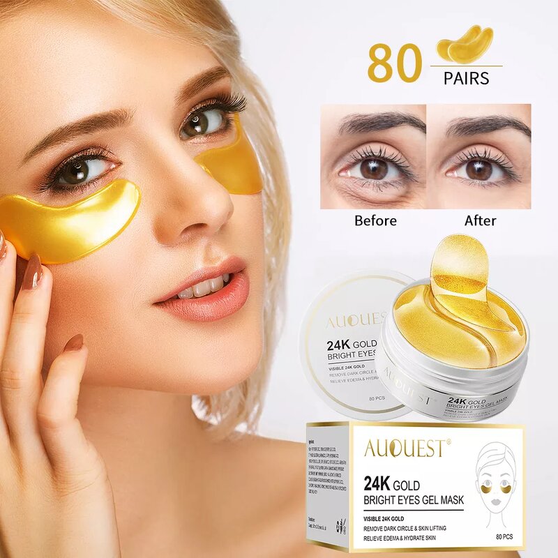 24K Gold Eye Mask - OEM Private Label Organic Custom Hydrogel Collagen Under Eye Patch