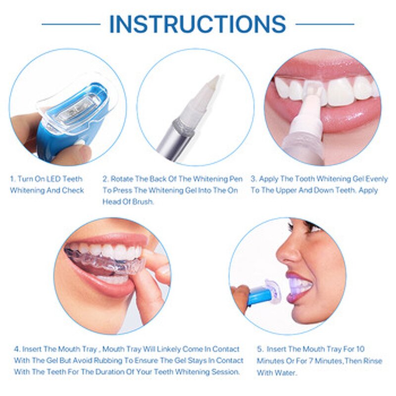 Teeth Whitening Kit - Private Logo LED Light Pen Dental Bleaching Syringe Set Home Use