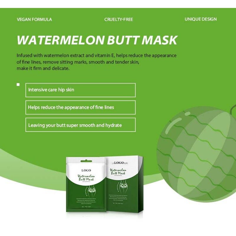 Watermelon Butt Mask - Cruelty-free Vegan Body Firming Hydrating Smoothing Hip Care Sheet