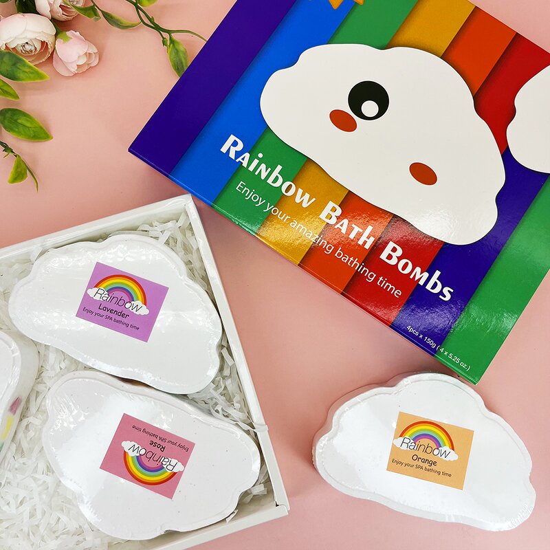 Cloud Balls Bath Fizzies - Wholesale Custom Organic Kids Rainbow Bath Bombs Gift Set