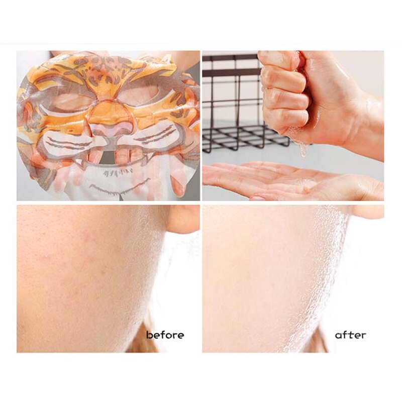 Tiger Face Mask - Hyaluronic Acid Collagen Moisturizing Korean Cosmetics Sheet Mask