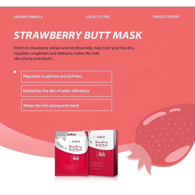 Strawberry Butt Mask - Cruelty-free Vegan Body Firming Lifting Smoothing Hip Care Sheet