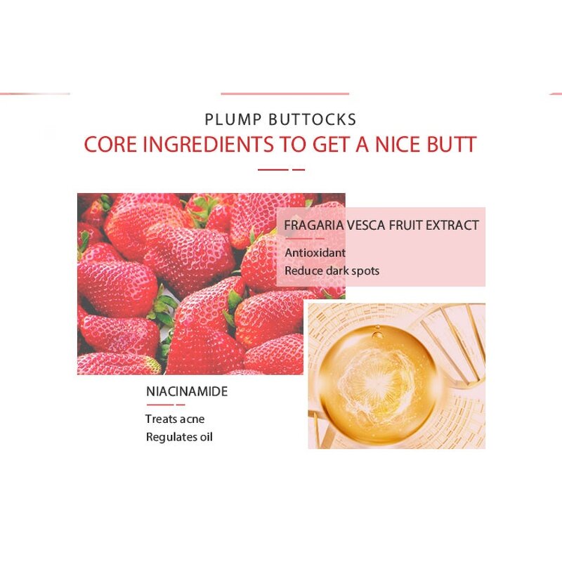 Strawberry Butt Mask - Cruelty-free Vegan Body Firming Lifting Smoothing Hip Care Sheet