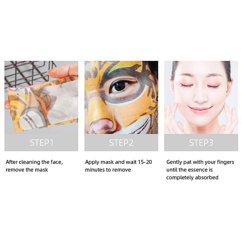 Tiger Face Mask - Hyaluronic Acid Collagen Moisturizing Korean Cosmetics Sheet Mask