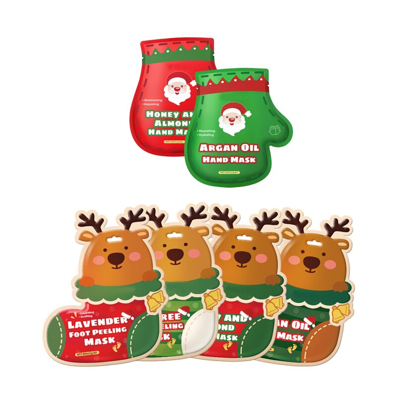 Hand Foot Mask Set - Private Label Christmas Gift Box Nourishing Gloves Peeling Mask