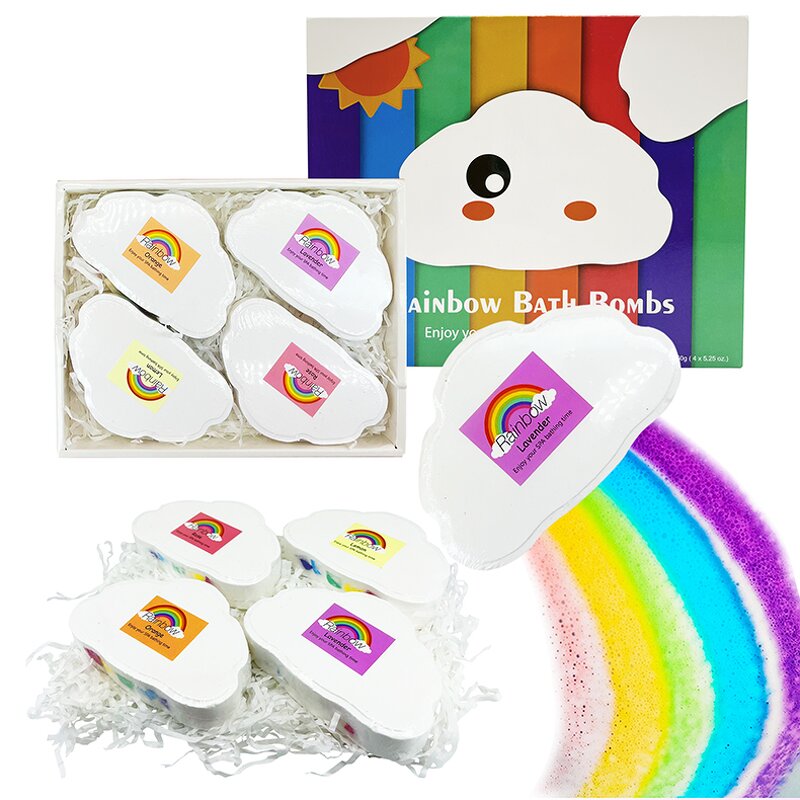 Cloud Balls Bath Fizzies - Wholesale Custom Organic Kids Rainbow Bath Bombs Gift Set