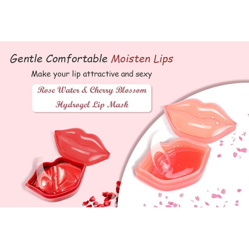 Hydrogel Lip Mask - Private Label Organic Custom Collagen Hydrating Pink Plumping Gel