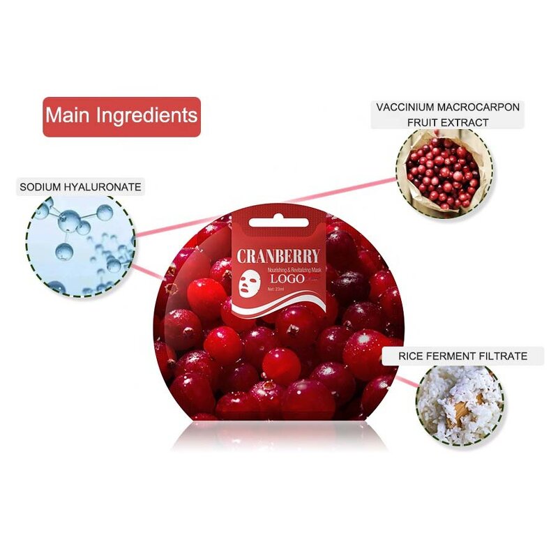 Eucalyptus Facial Mask - New Plant Fiber Cranberry Revitalizing Skin Care Mask