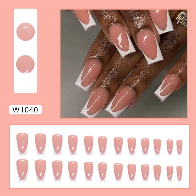 Ballet Nail Set Manufacturer - 24pcs Medium Long European American Versatile Ins White Minimalist French Square