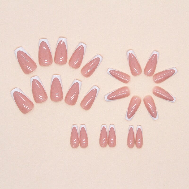 Ballet Nail Set Manufacturer - 24pcs Medium Long European American Versatile Ins White Minimalist French Square