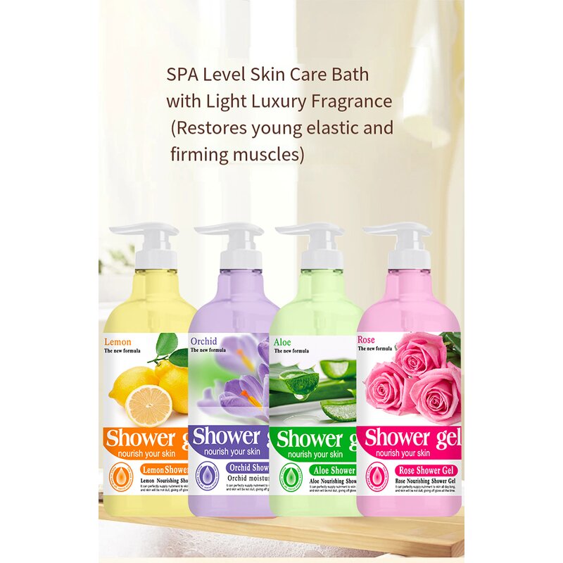 Shower Gel Manufacturer - 1380ml Anti Aging Moisturizing Fragrance Lemon Orchid Aloe Vera Rose Whitening Body Wash for Unisex & SKIH OEM ODM
