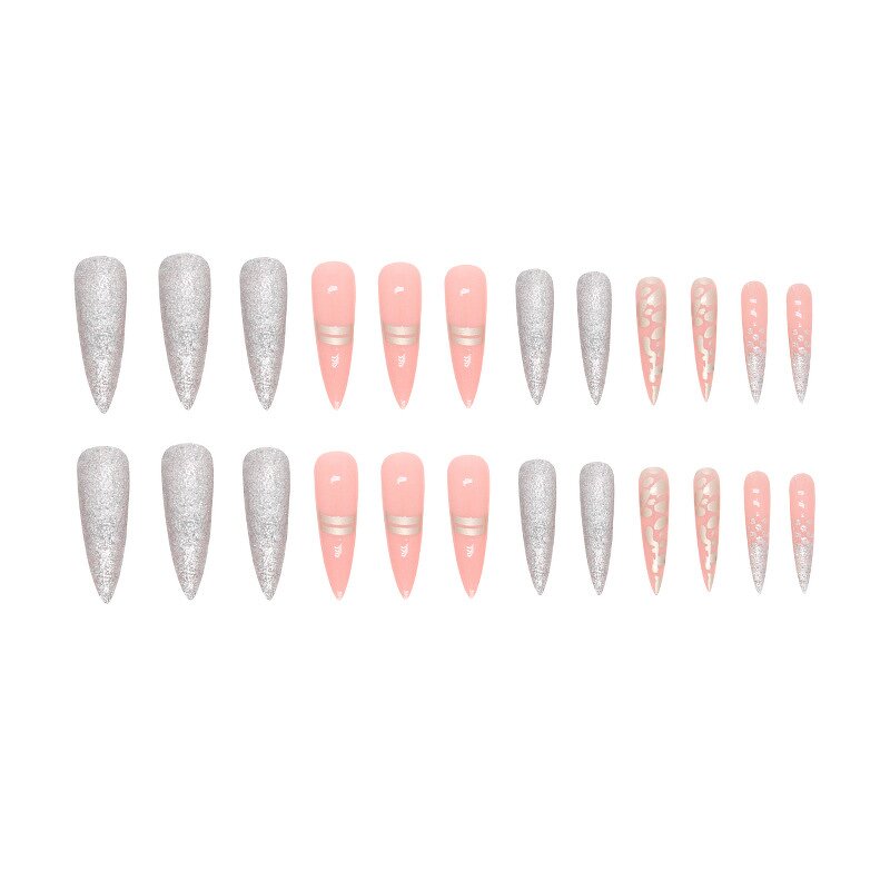 Nail Art Manufacturer - Long Pointed Leopard Print Burst Flash Gold Foil Lines Spicy Girls Europe America Ins