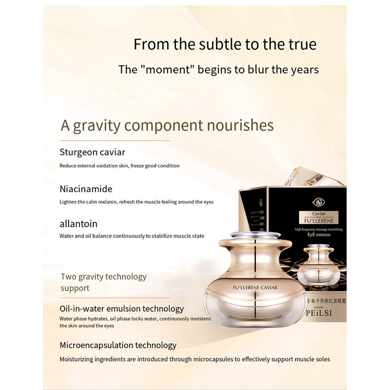 Eye Cream Manufacturer - 50g Jar Electric Massager Anti-Aging Anti-Wrinkle Puffiness Dark Circle Organic Caviar & PeilSi