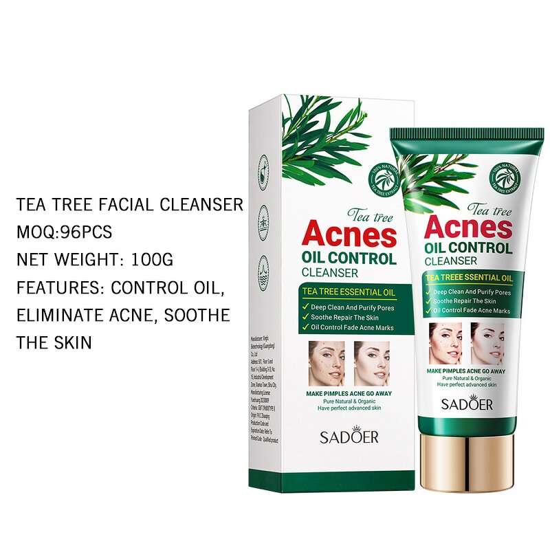 Facial Cleanser Manufacturer - Moisturizing Hyaluronic Acid Organic Anti-Acne with Tea Tree Removes Acne & Private Label