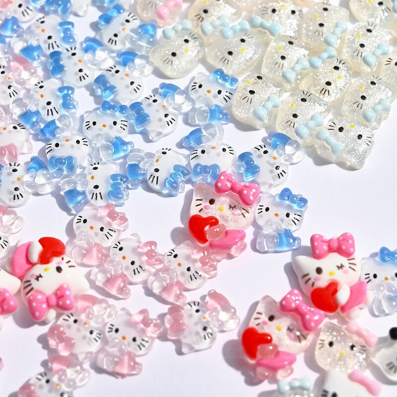 Nail Rhinestones Wholesale Supplier - KT Cat Hello Kitty Ice Transparent Resin Sweet Cute Cartoon Diamond Decoration