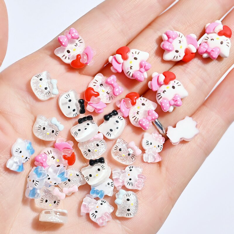 Nail Rhinestones Wholesale Supplier - KT Cat Hello Kitty Ice Transparent Resin Sweet Cute Cartoon Diamond Decoration