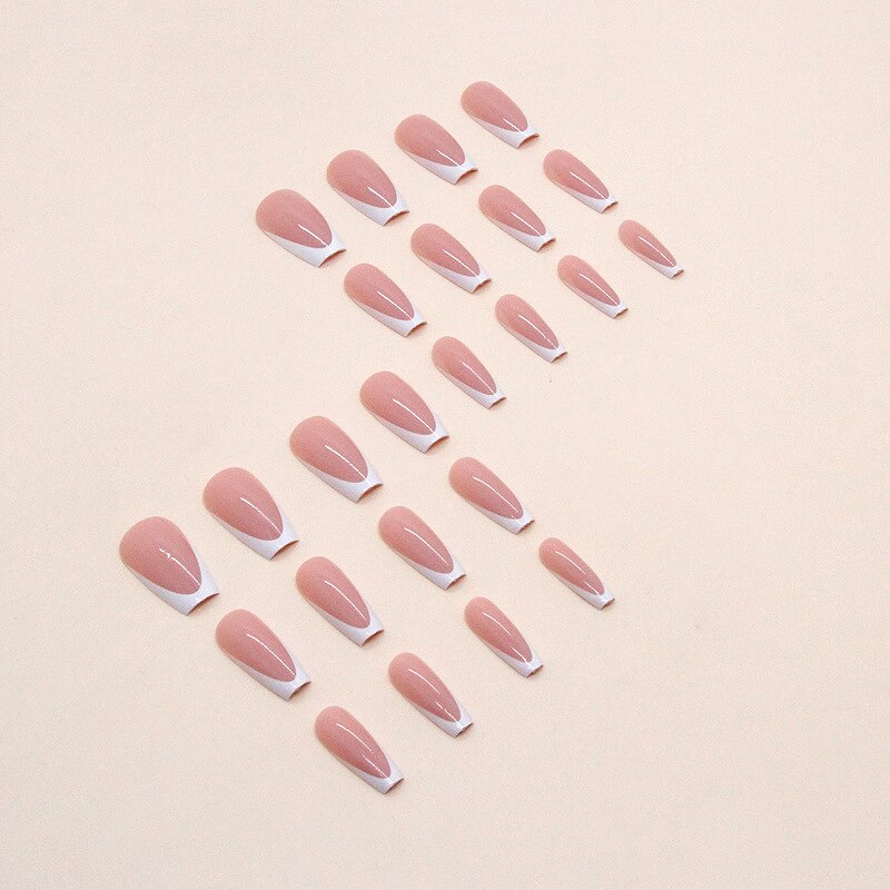 Ballet Nail Set Manufacturer - 24pcs Medium Long European American Versatile Ins White Minimalist French Square