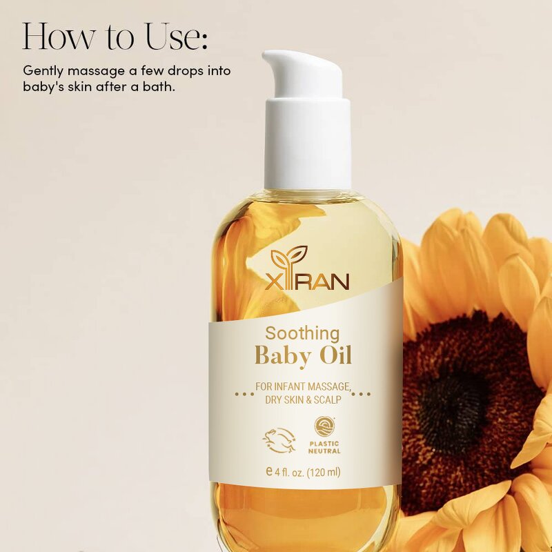 Organic Baby Oil - Private Label 5 Superfood Oils Infant Massage Dry Skin 120ml