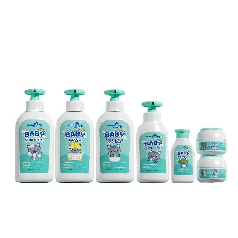 Baby Skincare Set - Private Label OEM Vegan Tear Free Probiotic Hypoallergenic Newborn Bath Kit