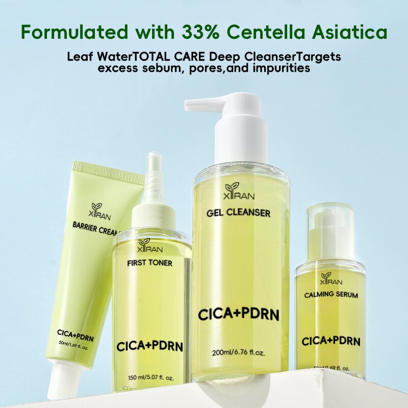 CICA PDRN Skincare Set - Private Label Centella Cleanser Toner Serum Barrier Cream Soothing