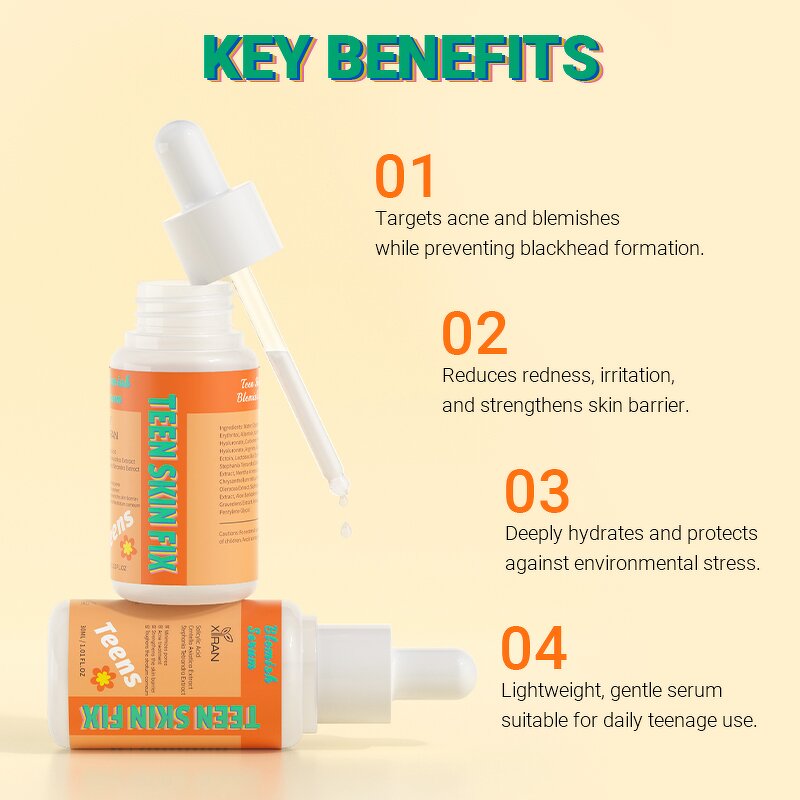 Salicylic Acid Blemish Serum - Private Label Teen Skin Fix Centella Acne Treatment Oily Vegan