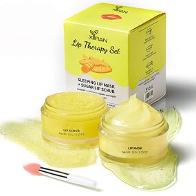 Turmeric Lip Scrub Set - Private Label Moisturizing Sugar Scrub Lip Balm Mask 100% Natural