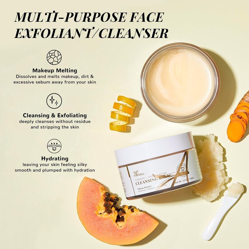 Turmeric Vitamin C Cleansing Balm - Private Label Papaya Enzyme Glow Exfoliate Nourish