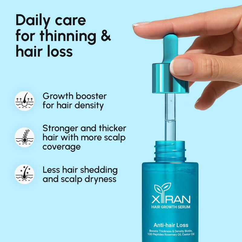Rosemary Hair Serum - Private Label 7% Biotin Caffeine 100 Peptides Anti Hair Loss Growth