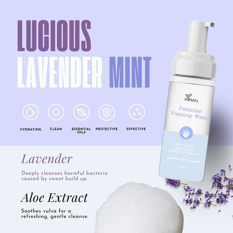 Foaming Yoni Wash - Private Label 150ml Mint Aloe Lavender Vaginal Deep Cleansing Ph Balance