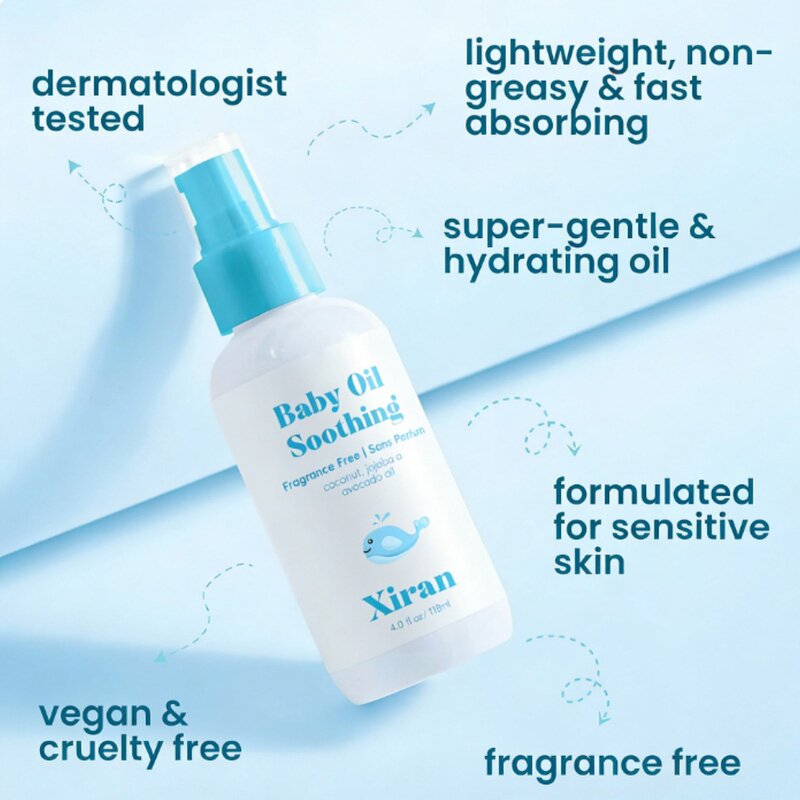 Avocado Jojoba Baby Oil - Private Label Organic Fragrance Free Infant Sensitive Skin Massage