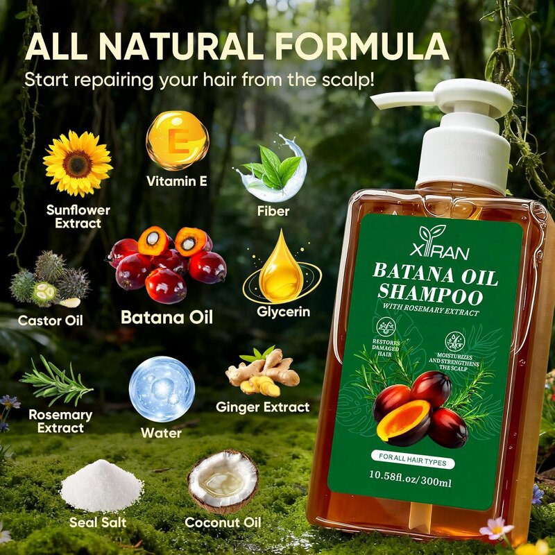 Batana Oil Shampoo - Private Label Rosemary Ginger Castor Anti Hair Loss Scalp Treatment