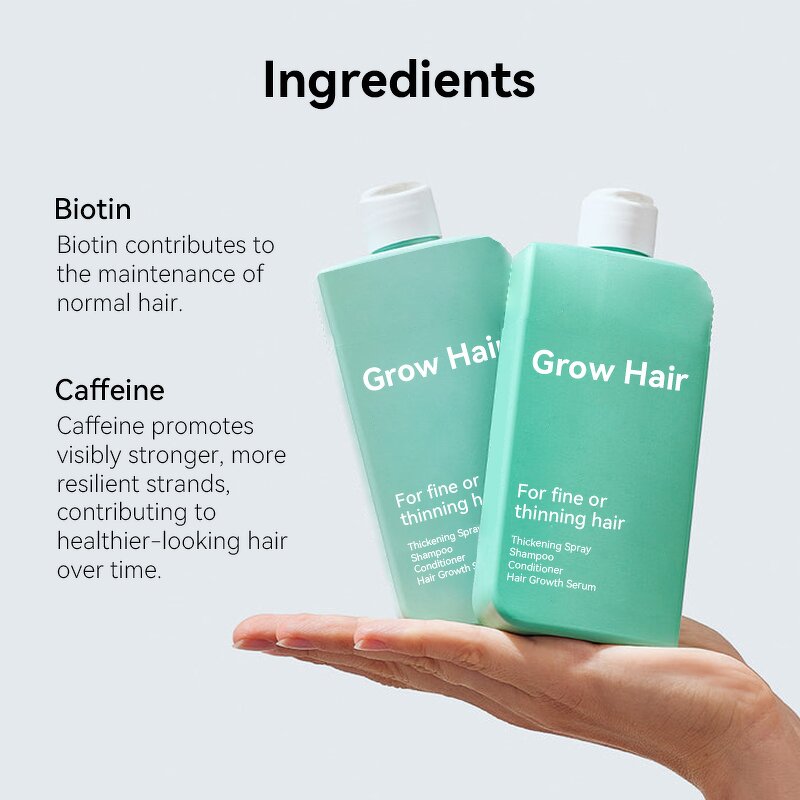 Biotin Caffeine Hair Set - Private Label Organic Anti Hair Loss Shampoo Conditioner Vegan