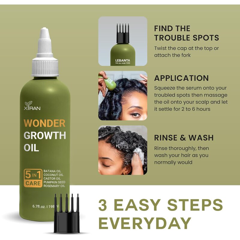 Batana Rosemary Hair Oil - Private Label 5 in 1 Castor Anti Hair Loss Fast Growth Serum