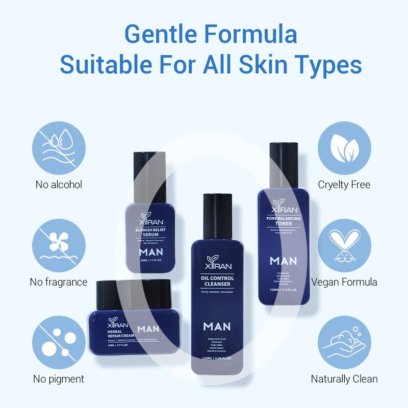 Men Face Care Set - Oil Control Moisturizing Fewer Acne Scars Dark Spots OEM ODM Accept