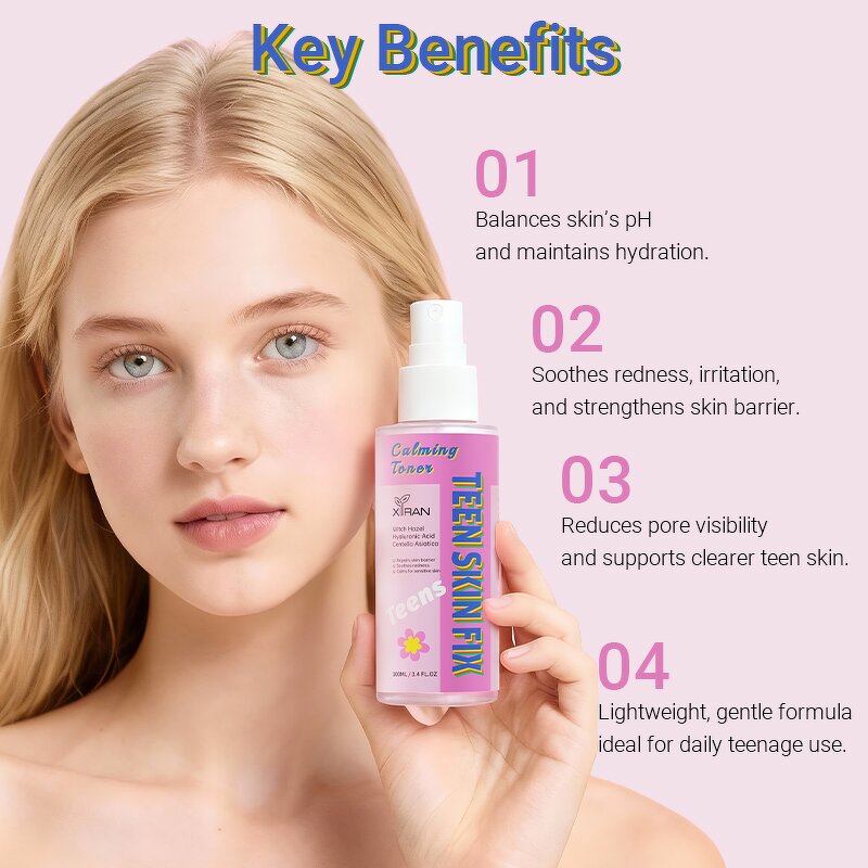 Teen Calming Toner - Private Label OEM Witch Hazel Centella Hydrating Soothing pH Balancing