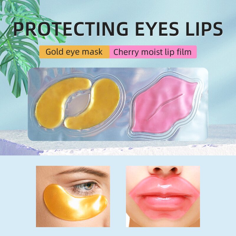 Lip and Eye Mask Set - Private Label Collagen Cherry 24k Gold Anti Wrinkle Moist Lip Mask