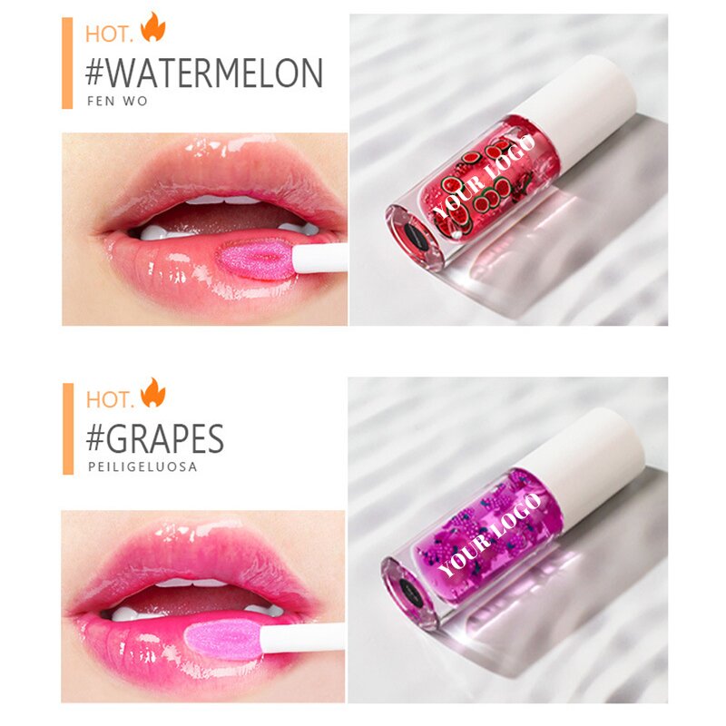 Color Changing Lip Oil - Private Label Nourishing Moisturizing Non Sticky Fruit Flavor Custom