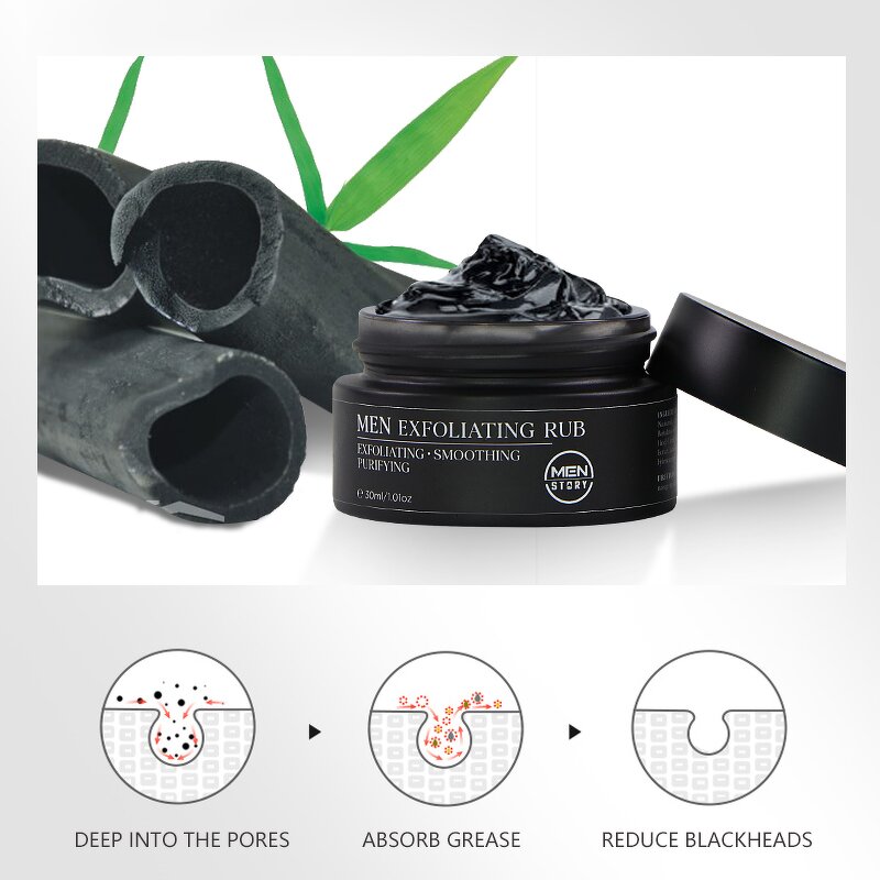 Men Facial Exfoliating Rub - In Stock Charcoal Green Tea Remove Acne Scarring Dark Spots