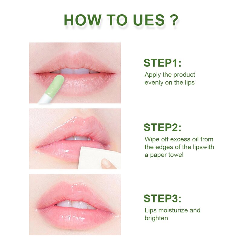 Green Clear Lip Gloss - No Logo Vegan Plant Fruit Flavor Moisturizer Plumping Lip Oil