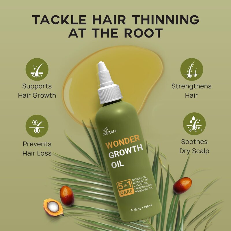 Batana Rosemary Hair Oil - Private Label 5 in 1 Castor Anti Hair Loss Fast Growth Serum