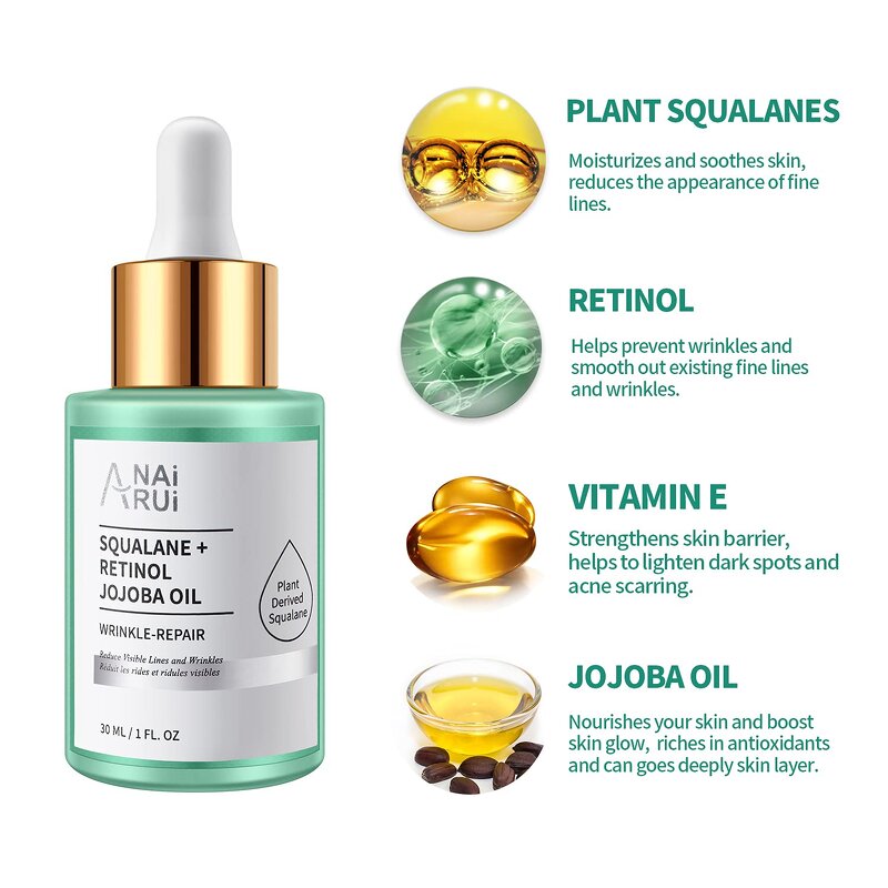 Squalane Retinol Jojoba Oil - In Stock Face Body Hair Nail Nourish Anti Aging Fine Lines