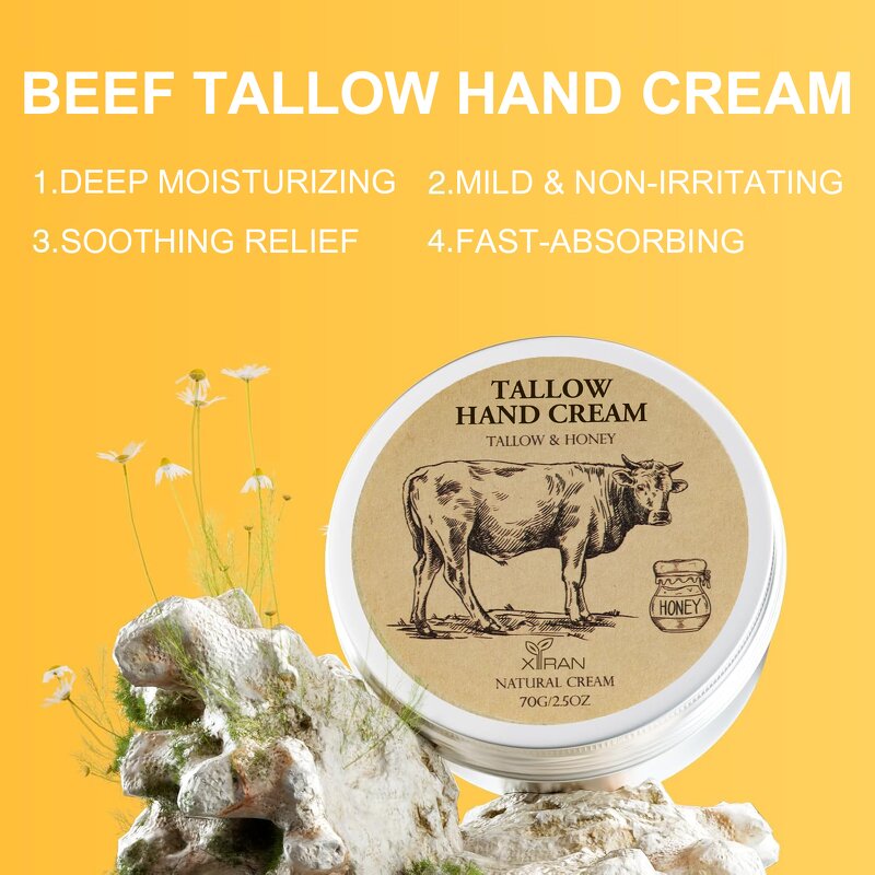 Tallow Hand Cream - Private Label Tallow and Honey Soothe Repair Deeply Moisturizing Lotion