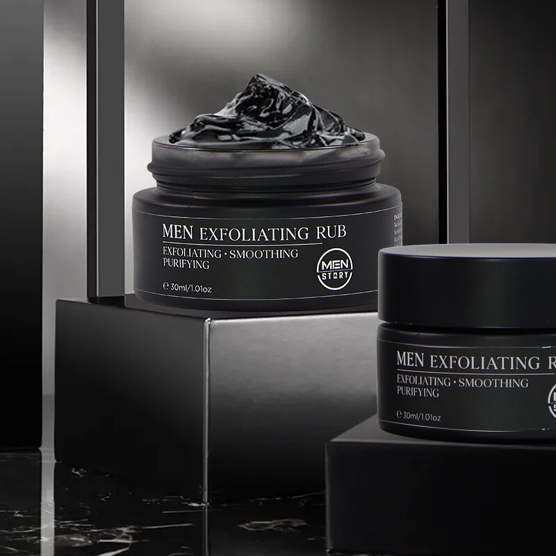 Men Facial Exfoliating Rub - In Stock Charcoal Green Tea Remove Acne Scarring Dark Spots