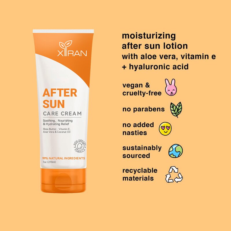 After Sun Care Cream - Private Label Natural Aloe Vera Vitamin E Hyaluronic Acid Soothe