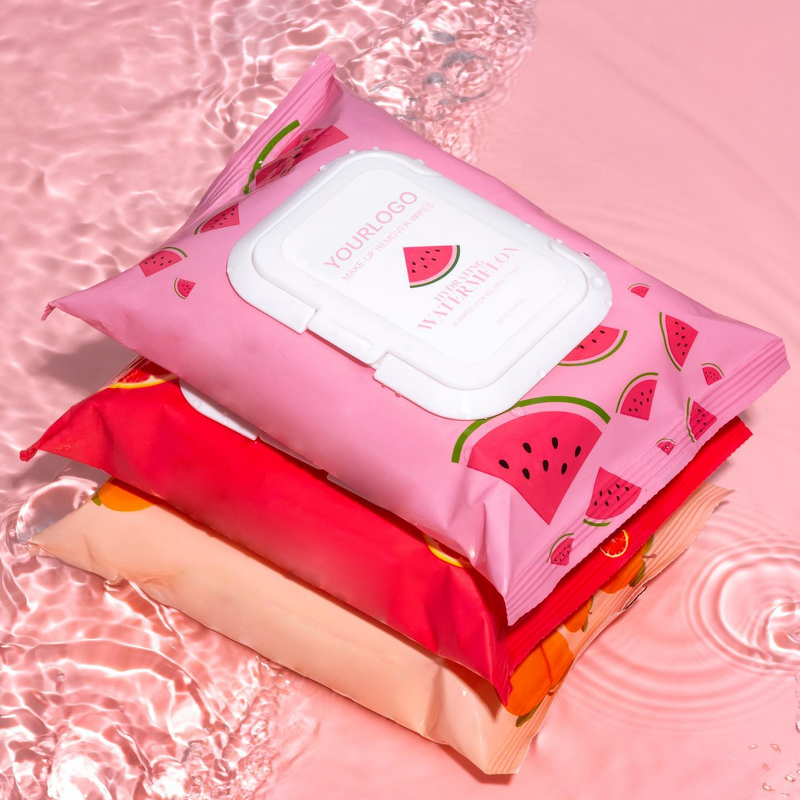 Makeup Remover Wipes - Private Label Custom Logo Fruits Scent Daily Facial Cleanser Towelettes